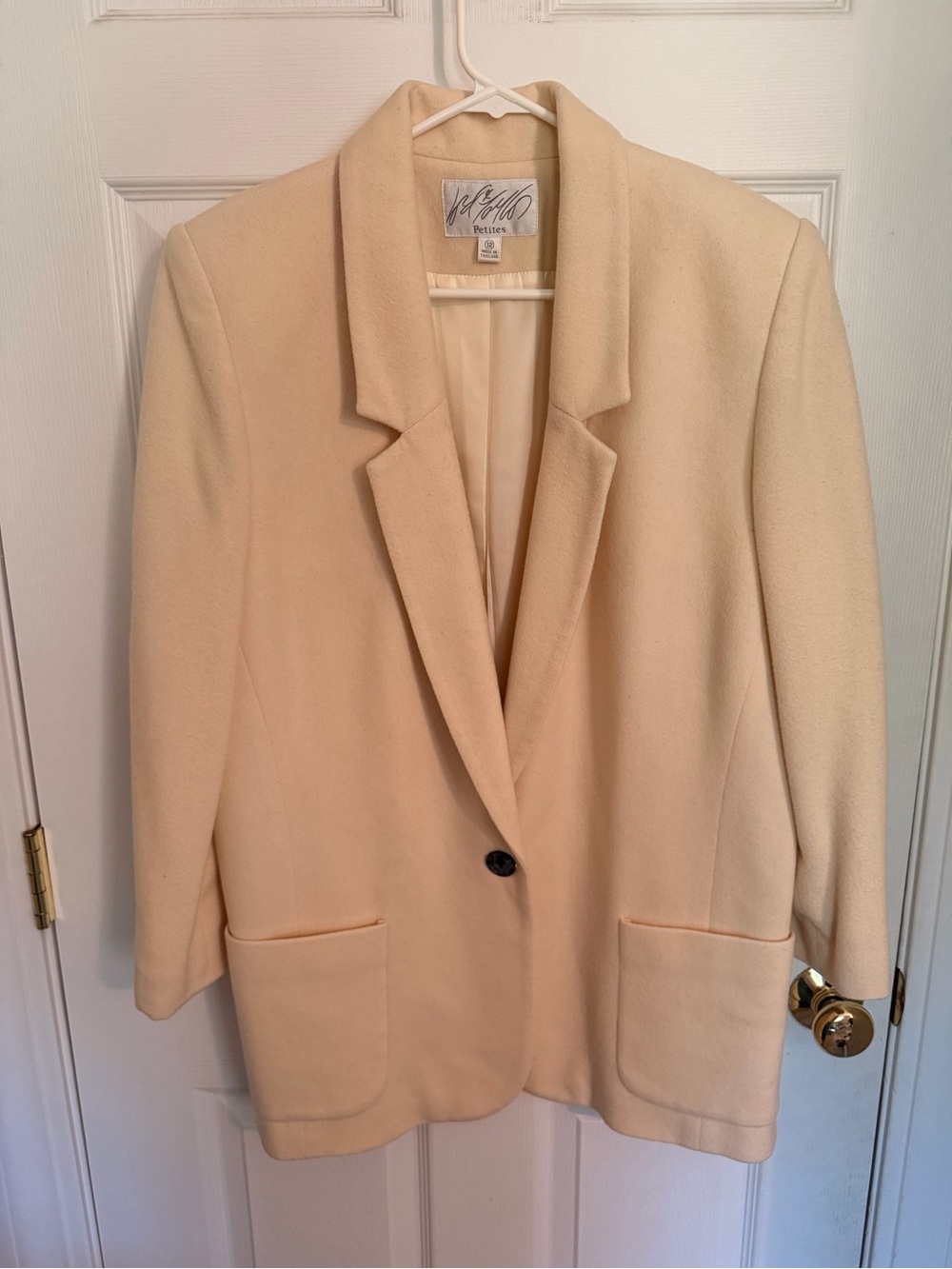 Lord & Taylor Cream Single-Button Blazer Jacket